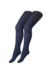 2er Pack Camano Bio-Baumwolle Fine Strumpfhosen Kinder 0004 - navy 122/128