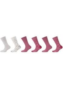 6er Pack Camano Soft Bio-Baumwolle Crew Socken Kinder 4490 - rose wine 23-26
