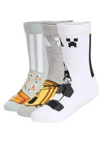 3er Pack Adidas x Minecraft Socken Kinder KA9904 - wonder sage/medium grey heather/white 31-33