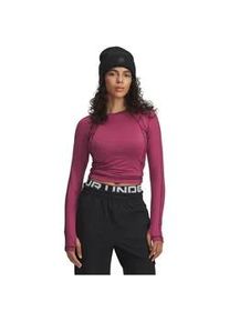 Under Armour ColdGear Textured Baselayer Sweatshirt Damen 659 - fuchsia dusk/dark maroon/metallic silver XL
