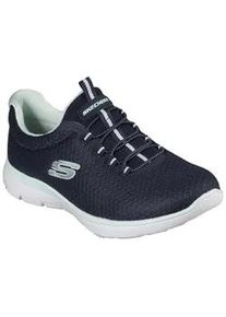 Slip-On Sneaker Skechers "SUMMITS", Damen, Gr. 36, blau (navy, mint), Textil, Schuhe, Freizeitschuh, Komfortschuh mit sto&szlig;d&auml;mpfender Zwischensohle, Topseller