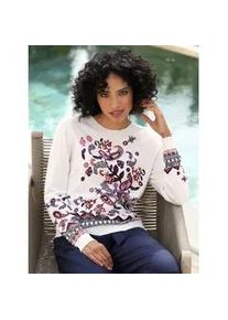 Strickpullover Heine "Druck-Pullover", Damen, Gr. 48, ecru, rosenholz, bedruckt, 72% Viskose, 28% Polyamid, Paisley, bedruckt, gebl&uuml;mt, gemustert, mehrfarbig, Pullover Strickpullover