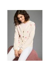 Strickjacke Kangaroos, Damen, Gr. 48/50, natur, Feinstrick, Obermaterial: 50% Viskose, 26% Polyester, 24% Polyamid, bequem taillenbedeckt, tiefer V-Ausschnitt, weit Rippstrickb&uuml;ndchen, Strickjacken Strickjacke, Strickjacke aus Feinstrick, bequeme Passform, Blumenmuster