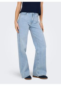 Jacqueline de Yong High-waist-Jeans JDY "JDYFELINA-FINA HW WIDE JNS LBD DNM NOOS", Damen, Gr. XL (42), L&auml;nge 32, blau (light blau denim), Denim/Jeans, Obermaterial: 99% Baumwolle, 1% Elasthan, unifarben, weit, Jeans High-waist-Jeans