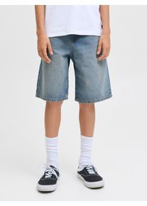 Jack & Jones Shorts JACK & JONES JUNIOR "JJIALEX mit Relaxed Fit und hoher Taille", Jungen, Gr. 134, N-Gr, blau (blau denim pack:opt. 2), Web, Obermaterial: 100% Baumwolle, unifarben, relaxed fit kniebedeckend, Hosen Shorts, unifarben, modisch, relaxed fit, Web