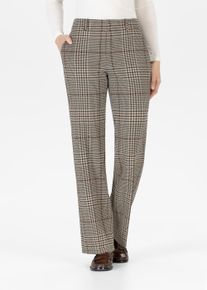 Stoffhose Stehmann "Fenja", Damen, Gr. 46, N-Gr, potting soil, Web, Obermaterial: 51% Polyester, 48% Baumwolle, 1% Elasthan, kariert, straight fit lang, Hosen Stoffhose, kariert, im Karo-Look und mit Bundfalte