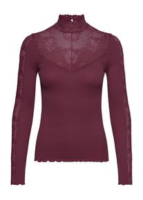 Langarmshirt rosemunde "Beatha silk shirt", Damen, Gr. M, lila (beere), Web, Obermaterial: 55% Seide, 45% Baumwolle, unifarben, figurbetont h&uuml;ftlang, ohne Ausschnitt, Shirts Langarmshirt, mit Spitze, langen &Auml;rmeln, weicher Seidenmix