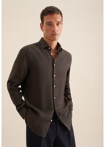 Businesshemd Seidensticker "Regular", Herren, Gr. XL44, normale &Auml;rmell&auml;ngen, gr&uuml;n, 100% Leinen, unifarben, regular fit, 2-Knopf-Manschette, Hemden Businesshemd, Regular 1/1 Kentkragen Uni