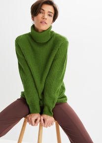 bonprix Strickpullover mit Rollkragen, gr&uuml;n, Gr.32/34 (XS), Winterlicher Pullover mit &uuml;berschnittener Schulter