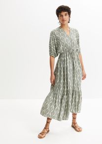 bonprix Midikleid aus flie&szlig;ender Viskose, gr&uuml;n, Gr.42, Stylisches Kleid mit Fledermaus&auml;rmel aus flie&szlig;ender Viskose., aus Viskose