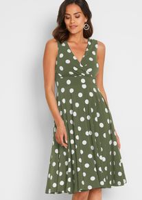 bonprix Shirtkleid mit Punkten, gr&uuml;n, Gr.44/46 (L), figurbetontes Shirtkleid im zeitlosen Punkt-Design