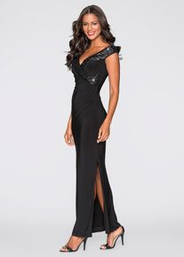 bonprix Jerseykleid mit Pailletten, schwarz, Gr.48/50 (XL), Elegant und Sexy Abendkleid mit Glitzereffekt