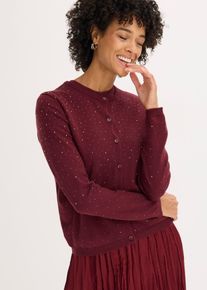 bonprix Strickjacke mit Glitzersteinchen, rot, Gr.40/42 (M), elegante Strickjacke aus weichem Viskose-Mix mit Glitzersteinchen