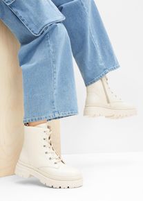 bonprix Schn&uuml;rboots mit Profilsohle, beige, Gr.41, Modischer Combat Boot