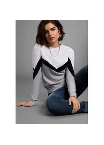 Rundhalspullover Laura Scott, Damen, Gr. 44/46, schwarz-wei&szlig; (schwarz grau wei&szlig; gemustert), Feinstrick, Obermaterial: 50% Viskose, 28% Polyester, 22% Polyamid, gemustert, figurumspielend h&uuml;ftbedeckend, Rundhals, Pullover Rundhalspullover, &Uuml;bergangspullover mit l&auml;ssigem Streifenmuster