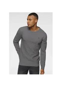 Strickpullover Bruno Banani, Herren, Gr. XXL (60/62), grau (grau, meliert), Obermaterial: 50% Baumwolle, 50% Polyacryl, meliert, schmal, Rundhals, B&uuml;ndchen, Pullover Strickpullover, mit modischer Struktur, Topseller