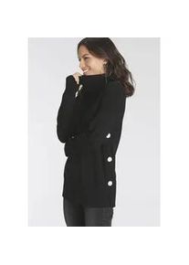 Rollkragenpullover Laura Scott, Damen, Gr. 40, schwarz, Strick, Obermaterial: 50% Viskose, 28% Polyester, 22% Polyamid, unifarben, l&auml;ssig geschnitten h&uuml;ftlang, hoch geschlossener Ausschnitt, Pullover Rollkragenpullover, mit seitlichen Kn&ouml;pfen