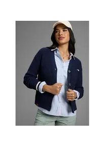 Cardigan Kangaroos, Damen, Gr. 32/34, blau (marine), Grobstrick, Obermaterial: 50% Viskose, 28% Polyester, 22% Polyamid, l&auml;ssig geschnitten taillenbedeckt, V-Ausschnitt, Rippb&uuml;ndchen, Strickjacken, im College-Look, kurz und kastig geschnitten