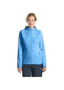 Fleecejacke Jack Wolfskin "BAISELBERG HOODED FZ W", Damen, Gr. S (36), blau (mid, blau), Obermaterial: 95% Polyester, 5% sonstige Fasern; Futter: 100% Polyester, Jacken Fleecejacke
