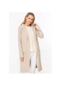 Strickjacke Zwillingsherz "Janina", Damen, Gr. L/XL, beige (hellbeige), Obermaterial: 50% Viskose, 27% Polyester, 23% Nylon, knielang, V-Ausschnitt, Strickjacken Strickjacke, Kapuze, Taschen, Langarm, knielang, ohne Verschluss