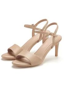 High-Heel-Sandalette Lascana "Sommerschuh", Damen, Gr. 42, beige, Obermaterial: 100% Lederimitat. Decksohle: 100% Lederimitat. Futter: 100% Textilmaterial. Laufsohle: 100% Synthetik, unifarben, Schuhe, Riemchensandalette, klassisch elegantes Design VEGAN