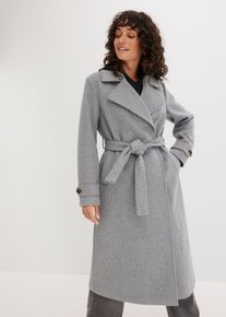 bonprix Mantel in Wolloptik, grau, Gr.46, Elegante Jacke mit Bindeg&uuml;rtel