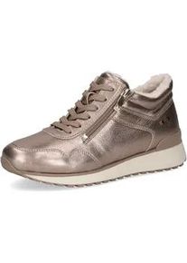 Keilsneaker Caprice, Damen, Gr. 39, taupe, metallic, Nappaleder, metallic, Schuhe Sneaker, Winterboots, Schn&uuml;rschuh, High-Top-Sneaker, in bequemer Weite