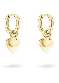 Paar Creolen Liebeskind Berlin "Schmuck Edelstahl Layered Love", gold (gelbgoldfarben), Ohrringe, Damen, Edelstahl