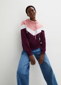bonprix Kapuzensweatshirt mit gro&szlig;em Kragen, lila, Gr.56/58 (3XL), Sportlicher Hoodie in kontrastreichen Farben, aus 100% Baumwolle