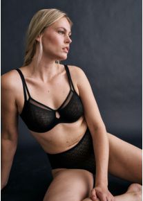 Minimizer-BH Triumph "Signature Sheer", Damen, Gr. 80, Cup C, schwarz, T&uuml;ll, Obermaterial: 59% Polyamid, 41% Elasthan, bestickt, leicht transparent, unifarben, BHs Minimizer-BH, verkleinert die Brust optisch um eine Cup-Gr&ouml;&szlig;e, Spitze