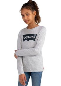 Langarmshirt LEVI'S KIDS "LS BATWING TEE", M&auml;dchen, Gr. 2/92, grau (grau meliert), Jersey, Obermaterial: 60% Baumwolle, 40% Polyester, bedruckt, Basic schmal h&uuml;ftlang, Rundhals, abgesteppte Kante, Shirts Langarmshirt, mit Logo Print for GIRLS