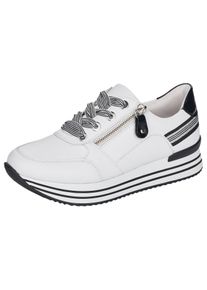 Plateausneaker Remonte, Damen, Gr. 42, schwarz-wei&szlig; (wei&szlig;, schwarz), Leder, Schuhe Plateausneaker, mit Wechselfu&szlig;bett, Freizeitschuh, Halbschuh, Schn&uuml;rschuh