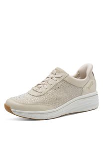 Slip-On Sneaker Tamaris, Damen, Gr. 36, beige (creme), Lederimitat, Textil, Schuhe Slip-On Sneaker, Keilabsatz, Schlupfschuh, Freizeitschuh in veganer Verarbeitung, Topseller