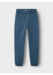 Trainingshose name it "NKMHONK BRU SWE PANT NOOS", Jungen, Gr. 98, N-Gr, blau (china blau), Web, Obermaterial: 95% Baumwolle, 5% Elasthan, unifarben, regular fit kn&ouml;chellang, Hosen Trainingshose