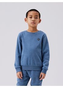 Sweatshirt name it "NKMVIMO f&uuml;r Jungen mit B&uuml;ndchen und klassischer Form", Jungen, Gr. 116, blau (coronet blau), angeraute Sweatware, Obermaterial: 60% Baumwolle, 40% Polyester, meliert, unifarben, l&auml;ssig geschnitten h&uuml;ftlang, Rundhals, Rippb&uuml;ndchen, Sweatshirts Sweatshirt, unifarben, casual, regular fit, Baumwollmischung, Rundhals