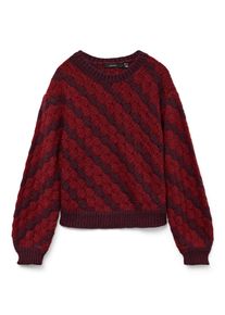 V&eacute;ro Moda Strickpullover VERO MODA "VMBUBLY LS O-NECK PULLOVER BOO", Damen, Gr. XS, winetasting detail:with syrah, Strick, Obermaterial: 100% Polyester, gemustert, regular fit normal, Rundhals, Rippstrickb&uuml;ndchen, Pullover Strickpullover