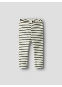 Leggings name it "NBNBANI XSL LEGGING NOOS", Jungen, Gr. 104, N-Gr, gr&uuml;n (dusty olive), Feinripp, Obermaterial: 57% Baumwolle, 38% Modal, 5% Elasthan, geringelt, gestreift, slim fit kn&ouml;chellang, Hosen Leggings
