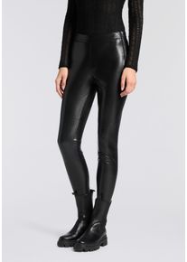 Leggings BOSS Orange "Taskin Premium Damenmode", Damen, Gr. 42, N-Gr, schwarz 001, Web, Obermaterial: 100% Polyester, unifarben, normal, Hosen Leggings, Slim Fit in Lederoptik