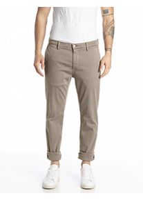 Chinohose Replay "ZEUMAR", Herren, Gr. 31, L&auml;nge 34, beige (sand), Web, Obermaterial: 91% Baumwolle, 6% Elastomultiester, 3% Elasthan, unifarben, slim fit normal, Hosen Chinohose, Slim Fit