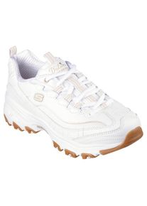 Sneaker Skechers "D'LITES-GOOD NEUTRAL", Damen, Gr. 37, wei&szlig; (wei&szlig;, beige), Leder, Schuhe Sneaker, Chunky Sneaker, Plateausneaker mit Memory Foam