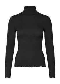 Rollkragenshirt rosemunde "Beatha silk shirt", Damen, Gr. XS, schwarz, Strick, Obermaterial: 55% Seide, 45% Baumwolle, unifarben, figurbetont h&uuml;ftlang, ohne Ausschnitt, Shirts Rollkragenshirt, mit langen &Auml;rmeln, gewellter Saum, Seidenmischung