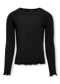 Langarmshirt KIDS Only "KOGAMOUR L/S TOP JRS", M&auml;dchen, Gr. 122/128, schwarz, Jersey, Obermaterial: 65% Polyester, 30% Viskose, 5% Elasthan, unifarben, regular fit normal, Rundhals, H&auml;kelkante, Shirts Langarmshirt