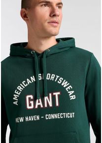 Sweatshirt Gant "PRINTED GRAPHIC", Herren, Gr. XL, gr&uuml;n (tartan gr&uuml;n), Sweatware, Obermaterial: 87% Baumwolle, 13% Polyester, unifarben, regular fit normal, Rundhals, B&uuml;ndchen, Sweatshirts Sweatshirt, mit Kapuze, regular fit, K&auml;ngurutasche