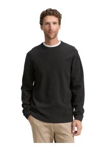 Strickpullover Tom Tailor, Herren, Gr. M, schwarz (schwarz grau melange), Strick, Obermaterial: 100% Baumwolle, meliert, regular fit taillenbedeckt, Rundhals, B&uuml;ndchen, Pullover Strickpullover, mit B&uuml;ndchen