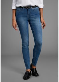 Slim-fit-Jeans Arizona "Shaping", Damen, Gr. 46, N-Gr, blau (blau used), Jeans, Obermaterial: 79% Baumwolle, 19% Polyester, 2% Elasthan, Basic, sehr schmal lang, Jeans Slim-fit-Jeans, enge Passform, R&ouml;hrenjeans, Used-Look-Waschung, hohe Leibh&ouml;he