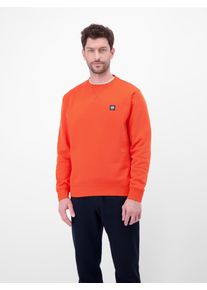 Sweater Lerros, Herren, Gr. L, vivid rot, Sweatware, Obermaterial: 50% Baumwolle, 50% Polyester, unifarben, normal h&uuml;ftbedeckend, Rundhals, B&uuml;ndchen, Sweatshirts Sweater, mit Logo-Badge