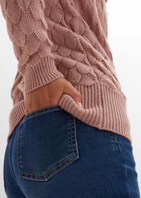Strickpullover bonprix, Damen, Gr. 44/46 (L), rosa (rosenholz), Obermaterial: 100% Polyacryl, loose fit, Pullover Strickpullover, aus Polyacryl, mit Wickeloptik, mit Ajour-Strick, lockere Passform