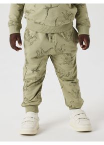 Sweatpants name it "NMMVARON f&uuml;r Jungen mit Tunnelzug und Markenlabel", Jungen, Gr. 104, N-Gr, gr&uuml;n (tea), Sweatware, Obermaterial: 100% Baumwolle, bedruckt, normal kn&ouml;chellang, Hosen Sweatpants, bedruckt, casual, normal, Baumwolle, ohne Kragen