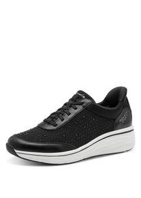 Slip-On Sneaker Tamaris, Damen, Gr. 36, schwarz, Lederimitat, Textil, Schuhe Slip-On Sneaker, Keilabsatz, Schlupfschuh, Freizeitschuh in veganer Verarbeitung
