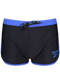 Badepants Reebok "SEANN", Herren, Gr. L, N-Gr, schwarz, Microfaser, Obermaterial: 80% Polyamid, 20% Elasthan. Futter: 100% Polyester, bedruckt, unifarben mit Farbeinsatz, Badehosen Badepants, mit Logoschriftzug, mit Kordelzug, basic, kurz
